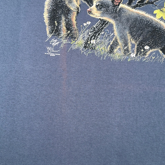 Vintage Bear Cub Shirt Adult EXTRA LARGE Blue Nature Diversity Art USA Made Y2K - Picture 6 of 10